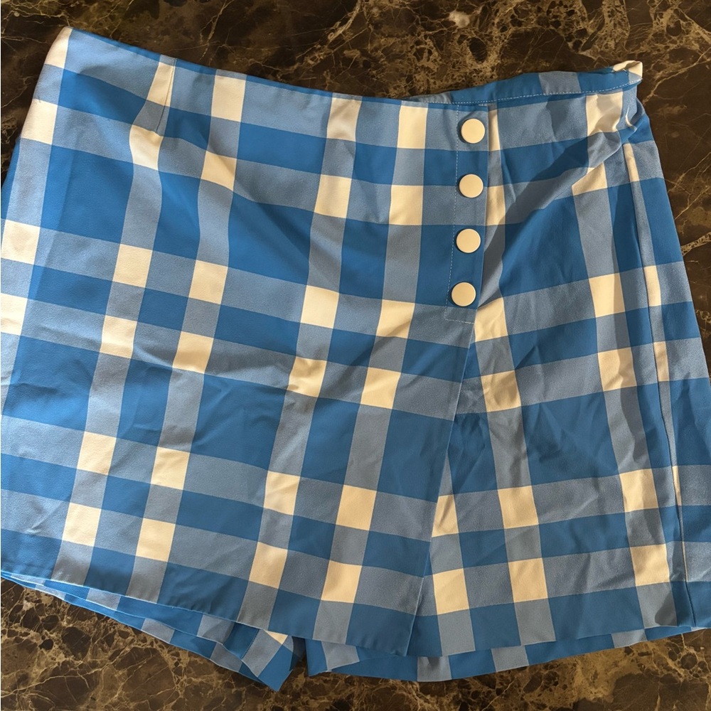 Tory Sport Blue and White Plaid Women's Skorts
